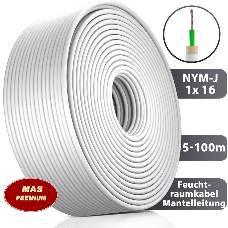 5-100m moisture-resistant cable, power cable, sheathed cable NYM-J 1x16 mm²... gallery