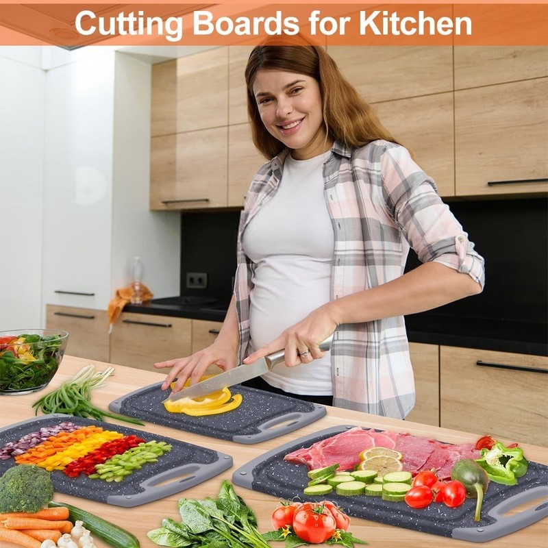 Extra Large Cutting Boards, Plastic Cutting Boards for Kitchen (Set of 3) gallery