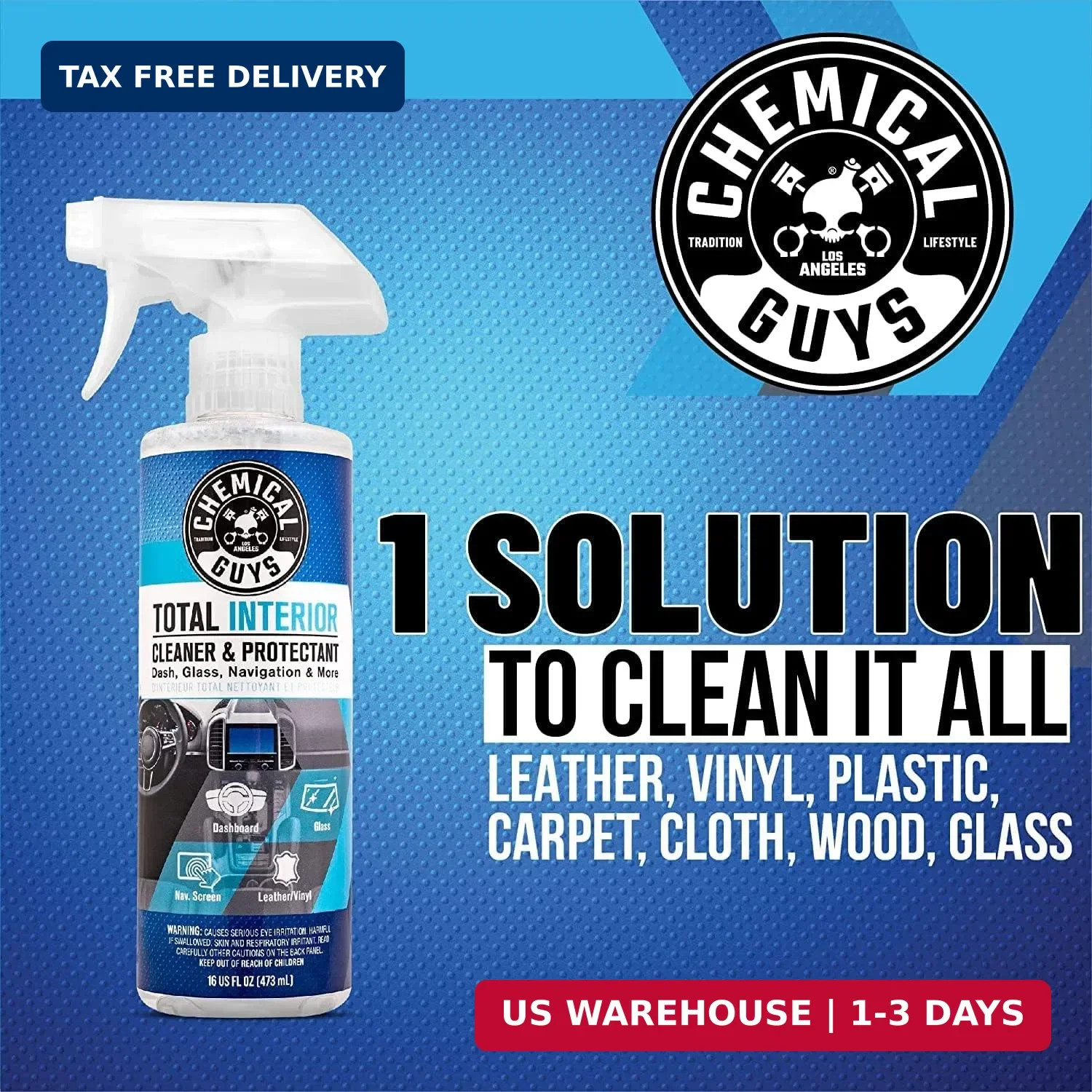 Chemical Guys Car Cleaning Kit Interior 9-Piece - Total Interior Cleaner, Sticky gallery