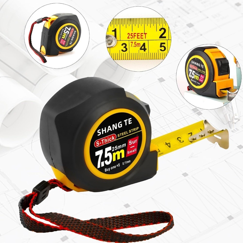 25 ft Self-Locking Steel Tape Measure Retractable, Dual Imperial and Metric Auto gallery