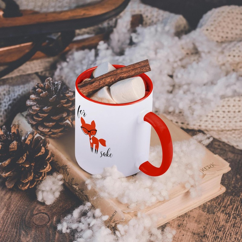 3dRose “For Fox Sake” Funny Coffee Mug – Two-Tone Red, 11 oz, Gift Idea gallery