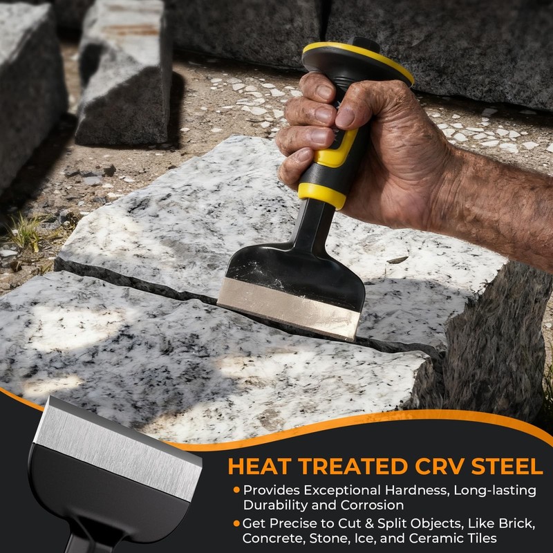 INCLY 3PCS Masonry Chisel Set with Hand 11 inches, 8 Black + Yellow gallery