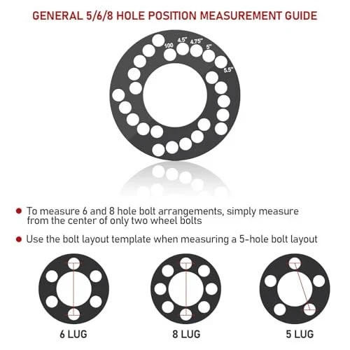 Wheel Bolt Pattern Measuring Tool, Universal 5 Lug Template Gauge for 5, 6, 8 gallery