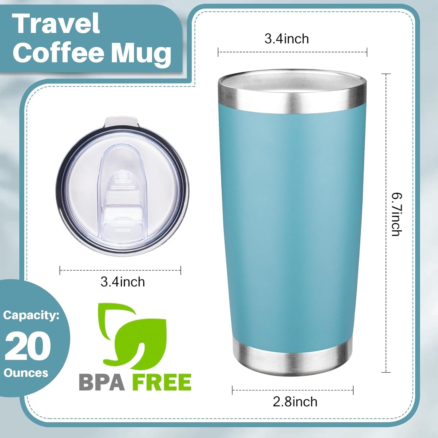 20oz Double Wall Vacuum Insulated Stainless Steel Coffee Travel Mug with Lid gallery