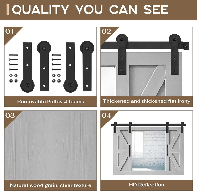 Rustic Grey Barn Door Mirror - 37" X 26" Farmhouse Wall Decor for Any Room gallery