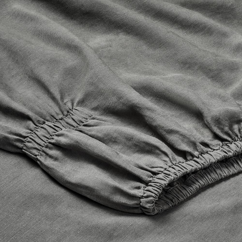 Queen 100% Linen Sheet Set Dark Gray - Casaluna gallery
