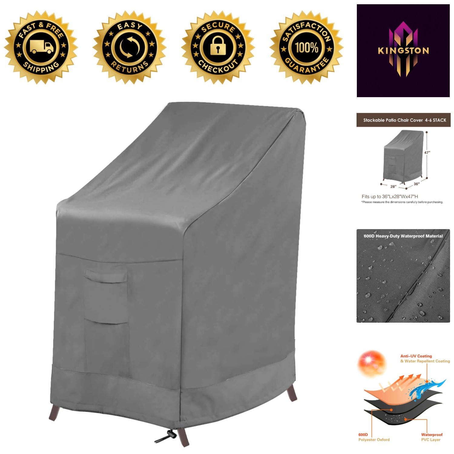 Waterproof Outdoor Stackable Chair Cover - Durable Oxford Fabric for 4-6 Chairs gallery