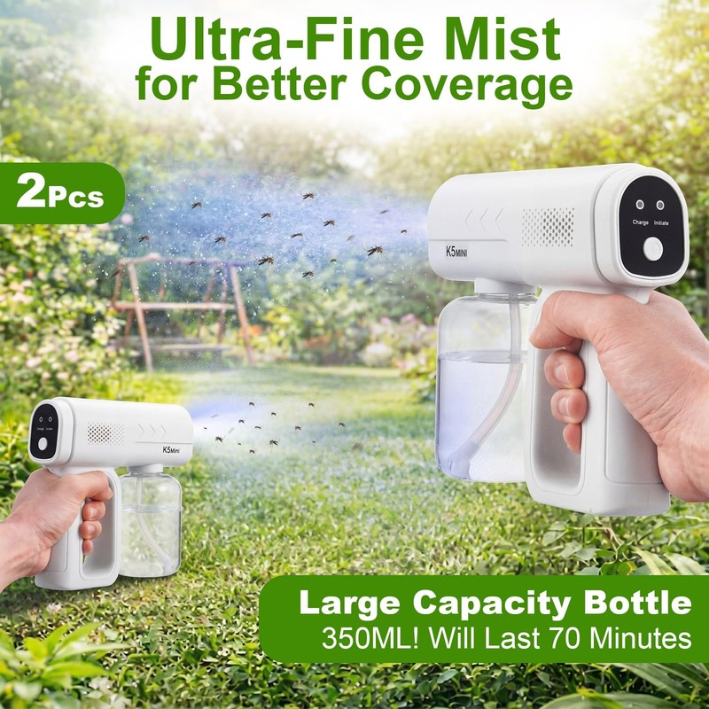 2 Pack Rechargeable Atomizer Nano Sprayer Gun Mosquito Repellent White gallery