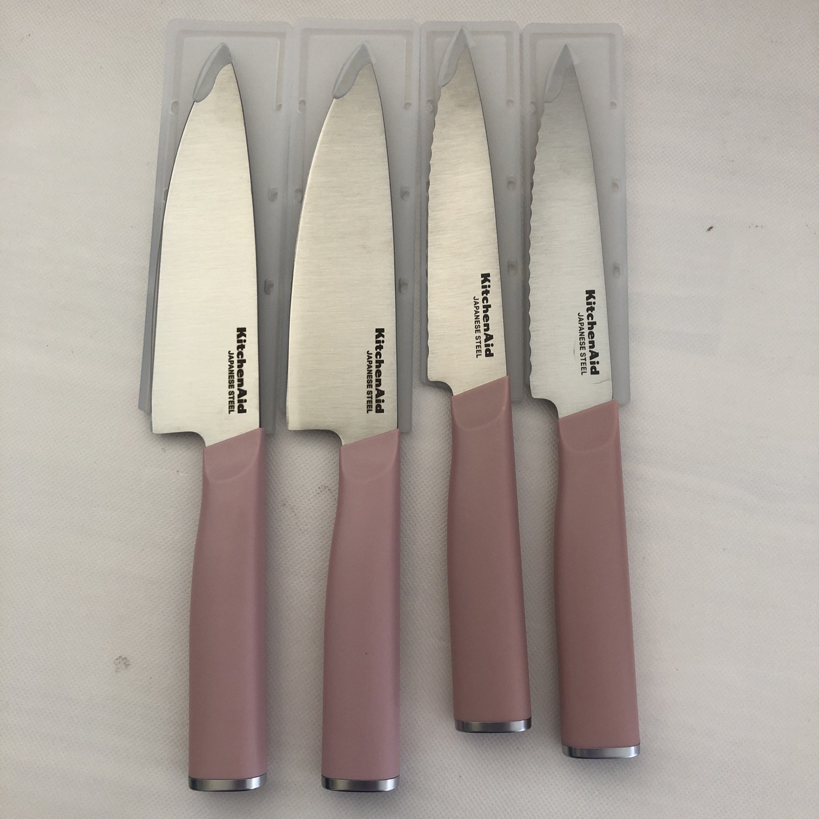 New Kitchenaid Dried Rose Pink HDRA Open Stock 4 Chef Serrated Knives w Covers gallery
