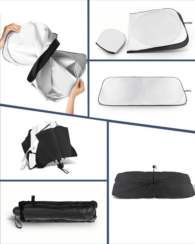 Retractable Windshield Sun Shade 99% UV Blocking Foldable Car Sunshade Medium gallery