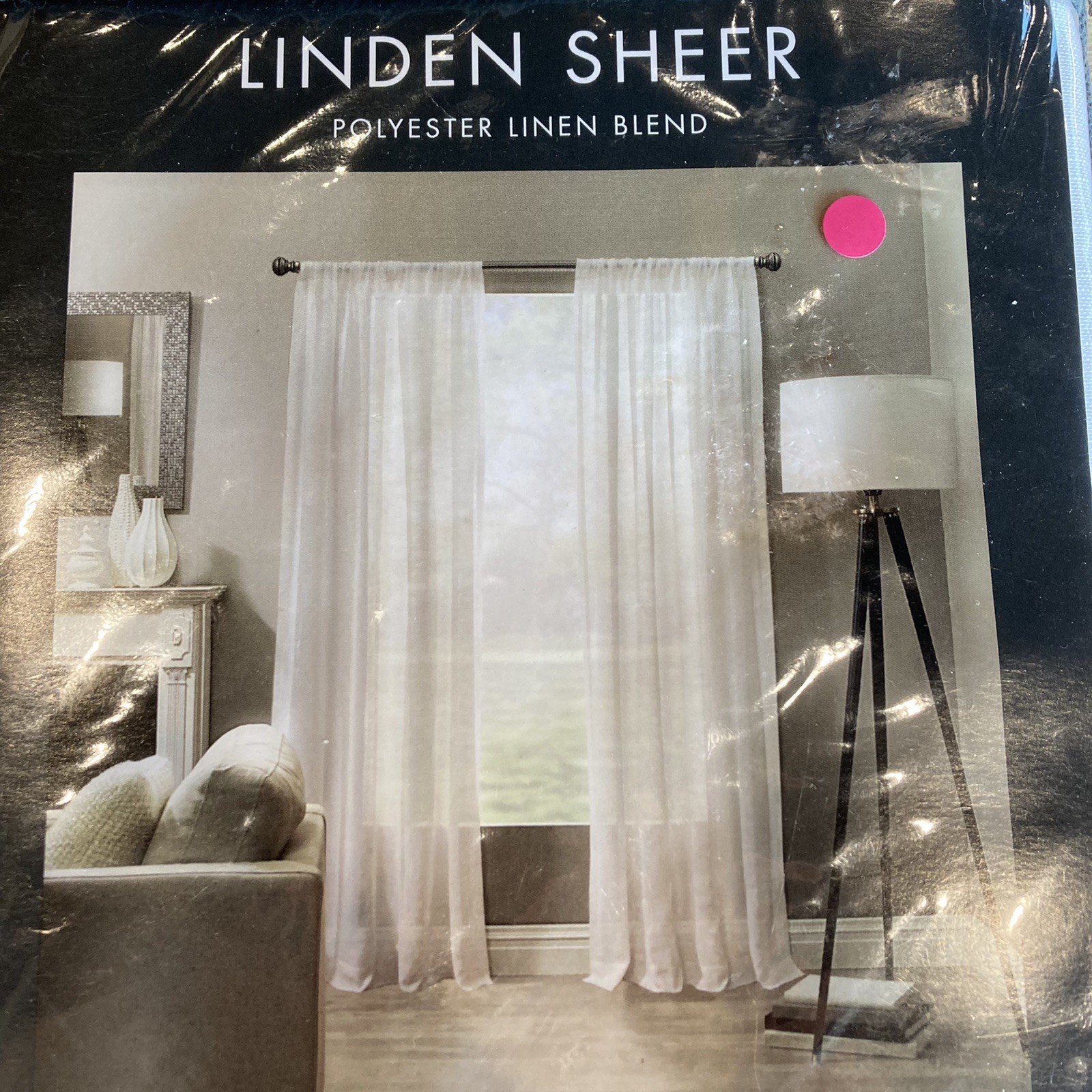 Linden Sheer Polyester Linen Blend One Rod Pocket Panel 52"W x 84”L White New!! gallery