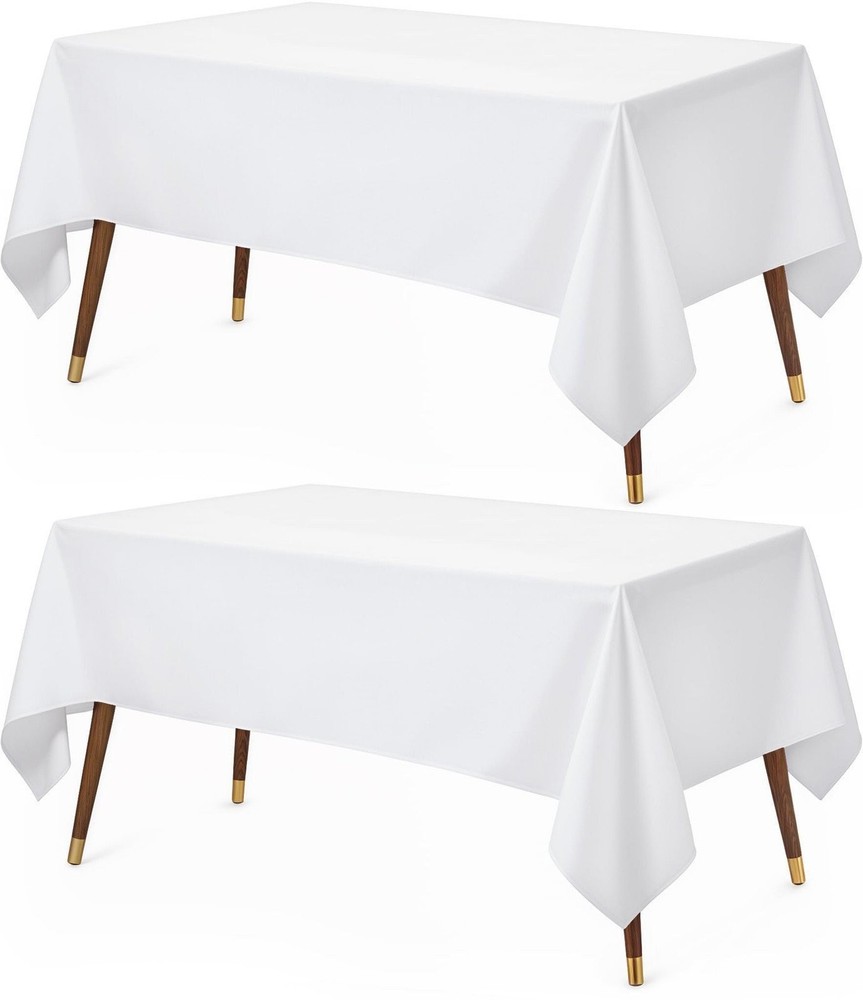 Utopia Kitchen Rectangle Table Cloth 2 Pack(60x102 Inches, White), Tablecloth...