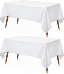 Utopia Kitchen Rectangle Table Cloth 2 Pack(60×102 Inches, White), Tablecloth…