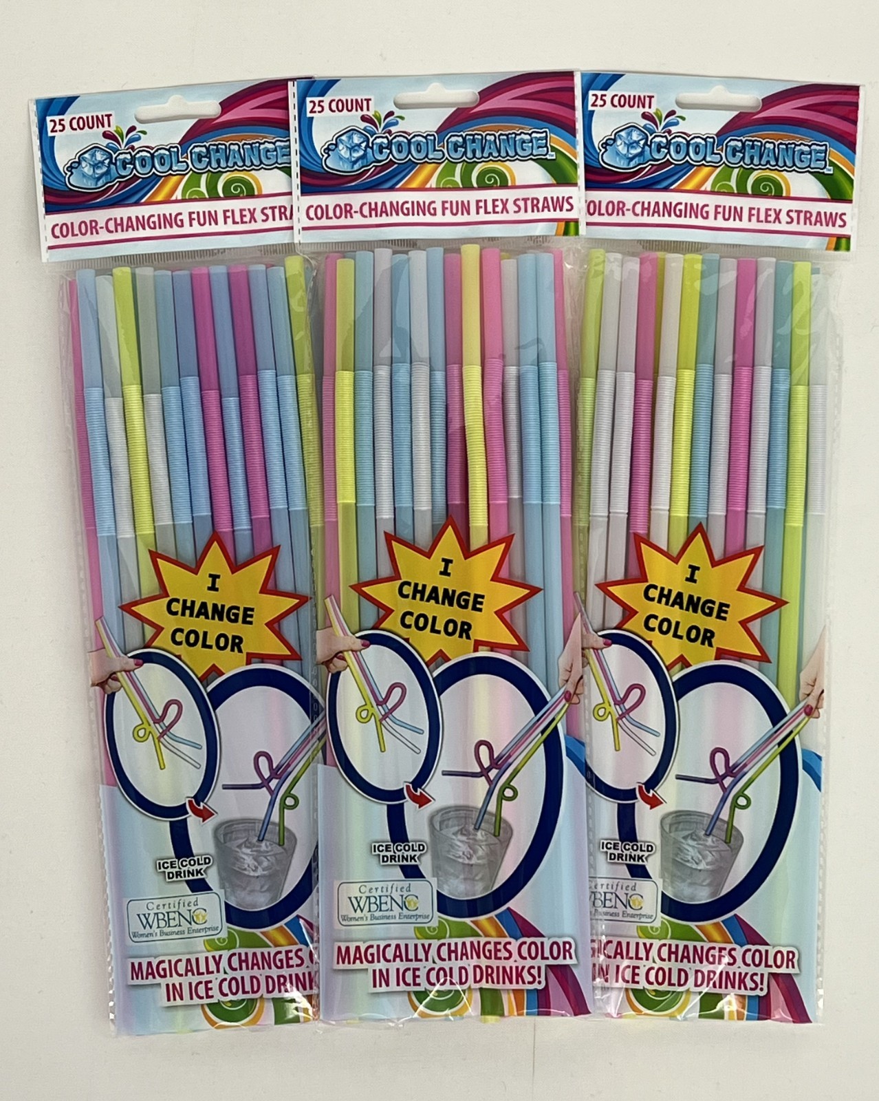 Color Changing Fun Flex Stretch and Bend Straws - 3 Packs - Disposable or Reuse gallery