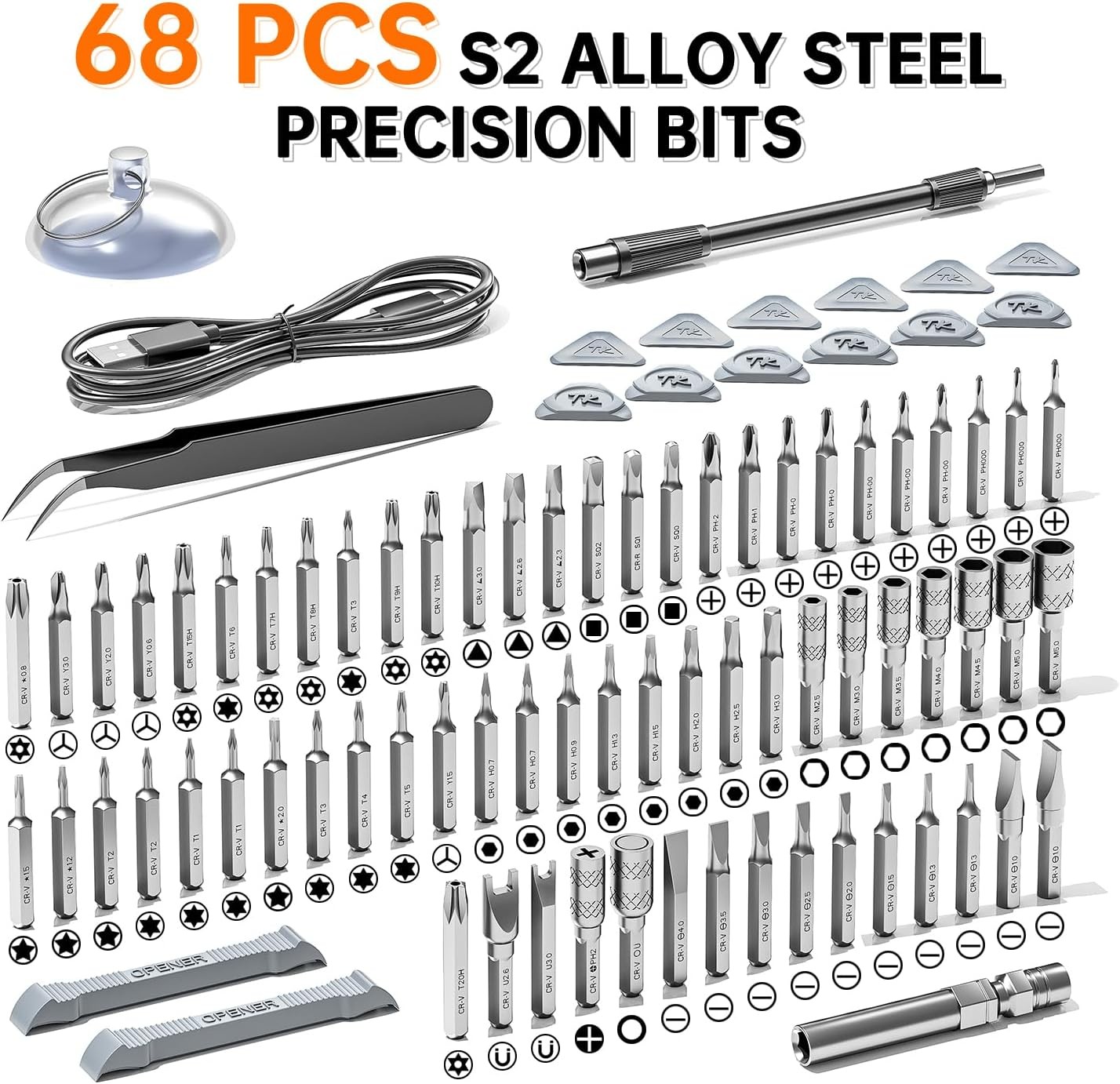 Electric Screwdriver, Precision Screwdriver Set, 88-in-1 Magnetic Bits, Grey gallery