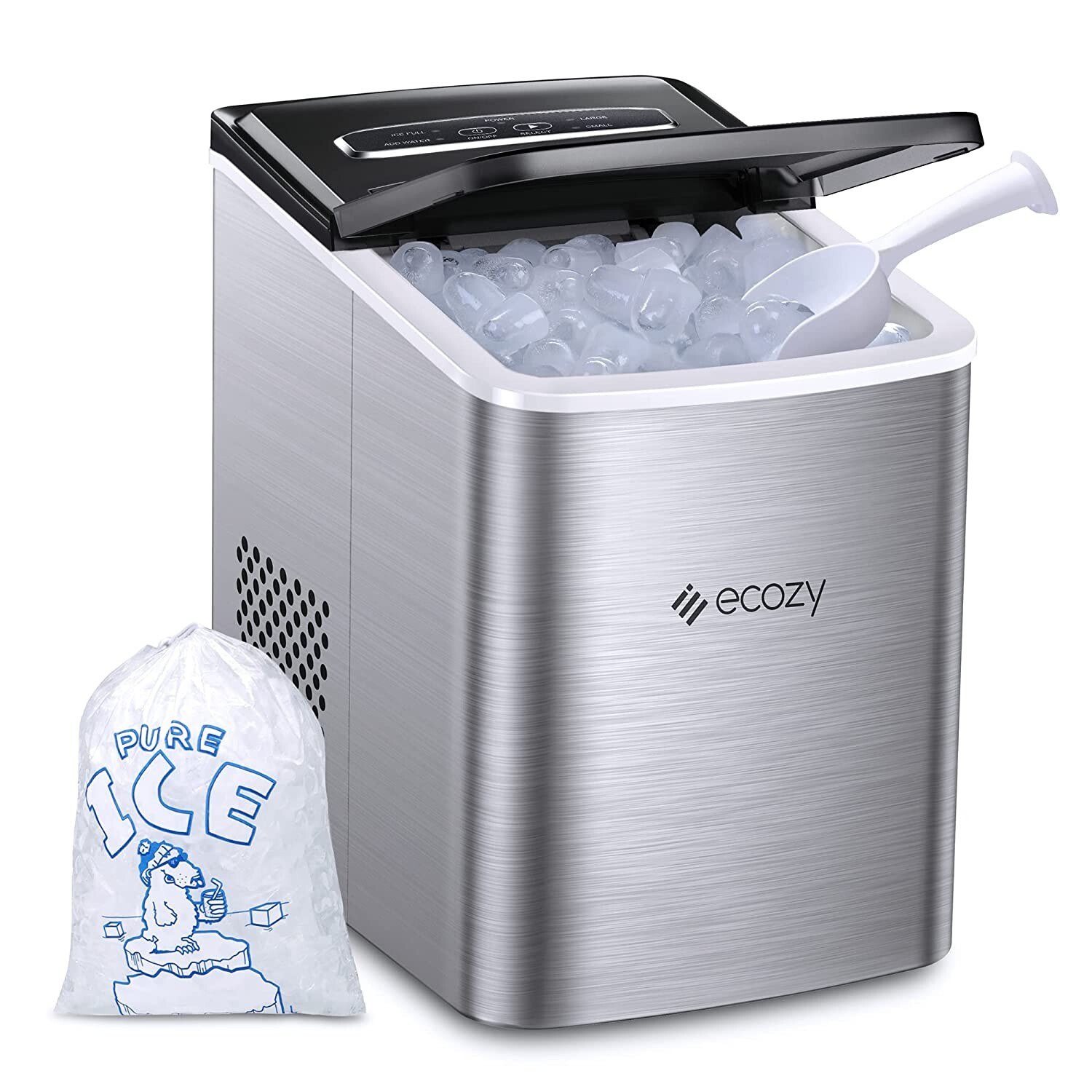 ecozy Portable Ice Maker Countertop 9 Cubes Ready in 6 Mins 26.5 lbs in 24 Ho... gallery