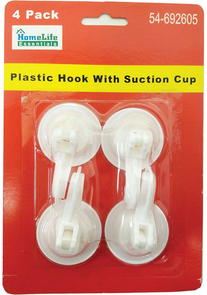 4pc Plastic Suction Cup Hooks