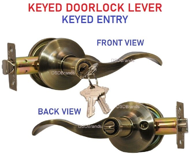 Constructor Prelude Entry Keyed Lever Handle Door Lock Set Antique Bronze Finish gallery