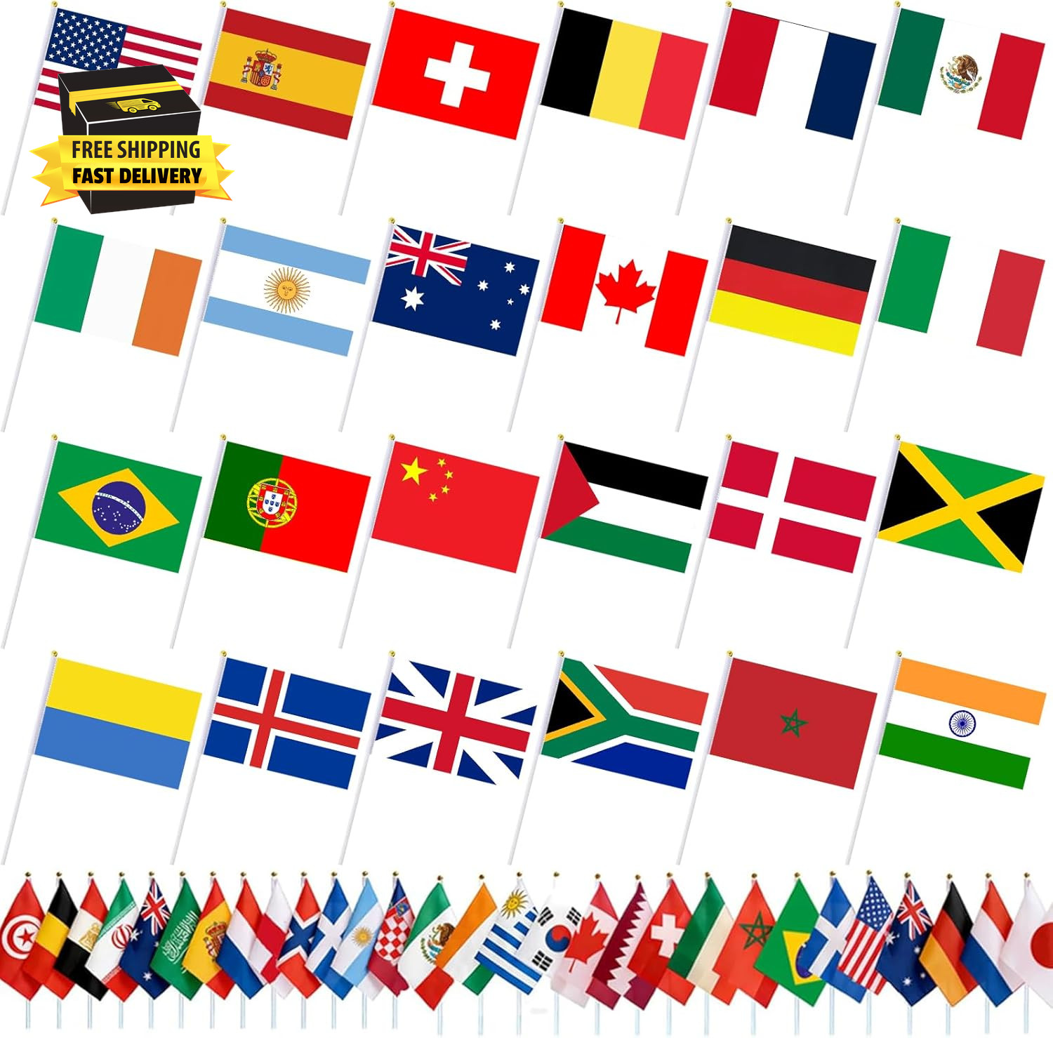 226 Different Countries International Stick Flag of the World Small Mini Hand He gallery