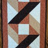 Handmade Quilted Table Runner 16 x 40" Classy Brown, Tan, Pumpkin, Cream Moda gallery