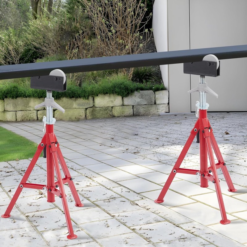 2500 lbs Roller Head Pipe Stand Foldable Jack Stand 28"-52" Height 12 in Load US gallery