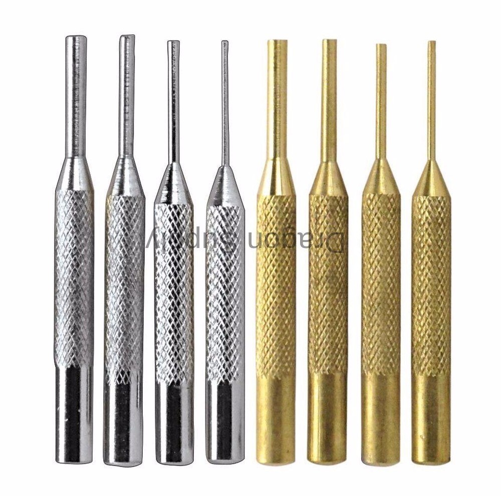 New 8pc Pin Punch Set - 4 Brass & 4 Chrome #ST1024C * US FREE SHIPPING * gallery