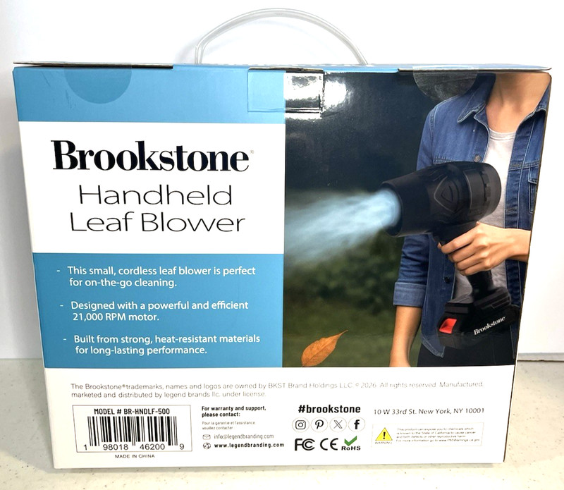 NIB BROOKSTONE HANDHELD LEAF & DEBRIS BLOWER 21,000 RPM RECHARGABLE BATTERY gallery