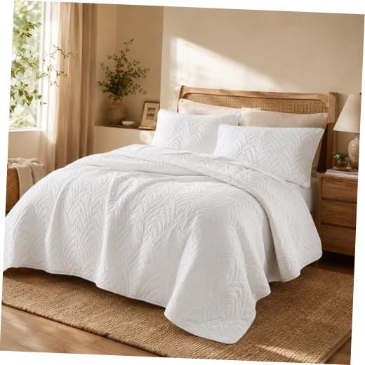 Weston - Soft Bed Summer Size Comforter Quilt Set, Lightweight King White Boho gallery