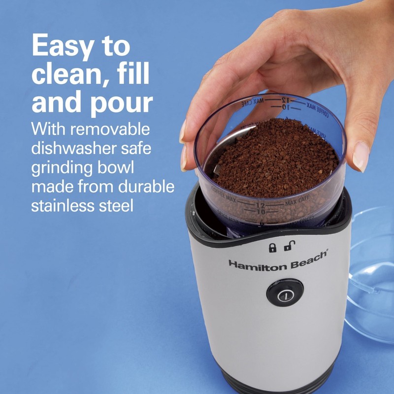 Hamilton Beach Electric Coffee Grinder 12 Cups Silver Burr Mill Fresh Brew gallery