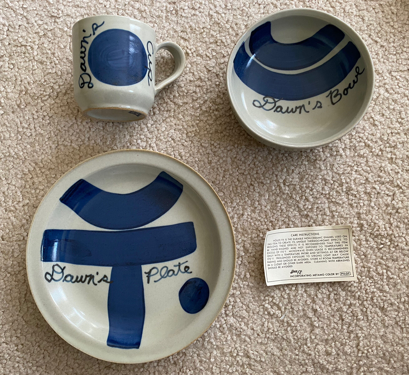 Stoneware Decorative Set Dawn’s Plate Bowl Cup Blue Modern Houze FX gallery