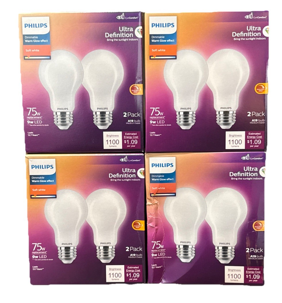 Philips Ultra Definition LED 75W A19 Bulbs Soft White 2-Pk (4 Packs Total) gallery