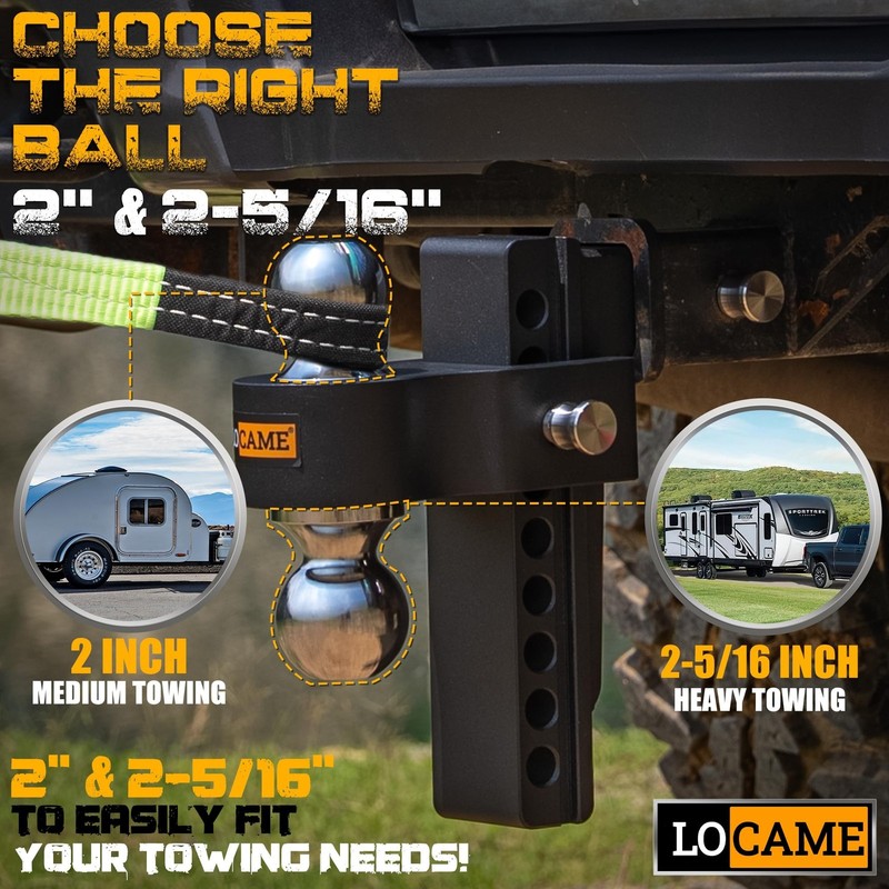 LOCAME Adjustable Trailer Hitch, Fits 2.5-Inch Receiver Only, 8-Inch Drop Alu... gallery