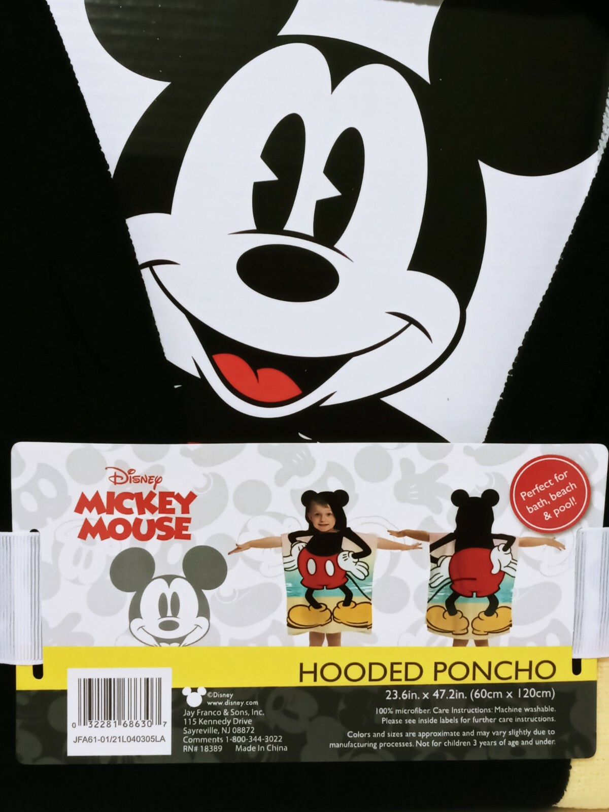 Disney Mickey Mouse 3D Ears Poncho Kids Hooded Beach Towel 23.6"× 47.2" In. New gallery
