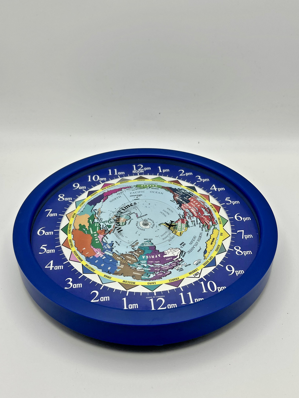 World Time Wall Clock 10” by Trintec Canada Colorful Plastic World Traveler Gift gallery