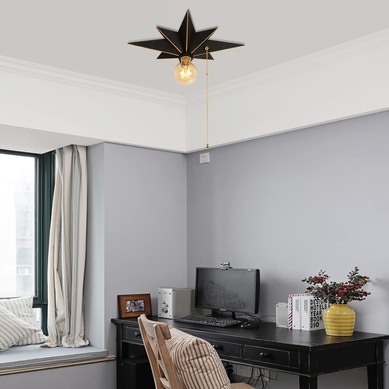 16 inch Flush Mount Ceiling Light with Pull Chain On/Off Switch, Industrial B... gallery