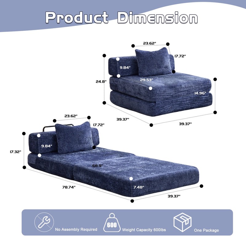 Compression Sofa,Convertible Floor Sofa Bed with Fixed-Shape Frame,Single Seate gallery