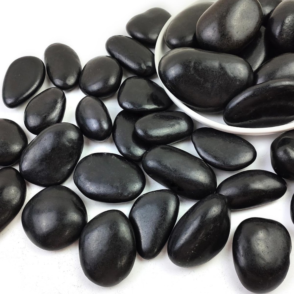 ​​38lbs Black River Rocks, 2-3 inch Polished Pebbles,Indoor/Outdoor Decor