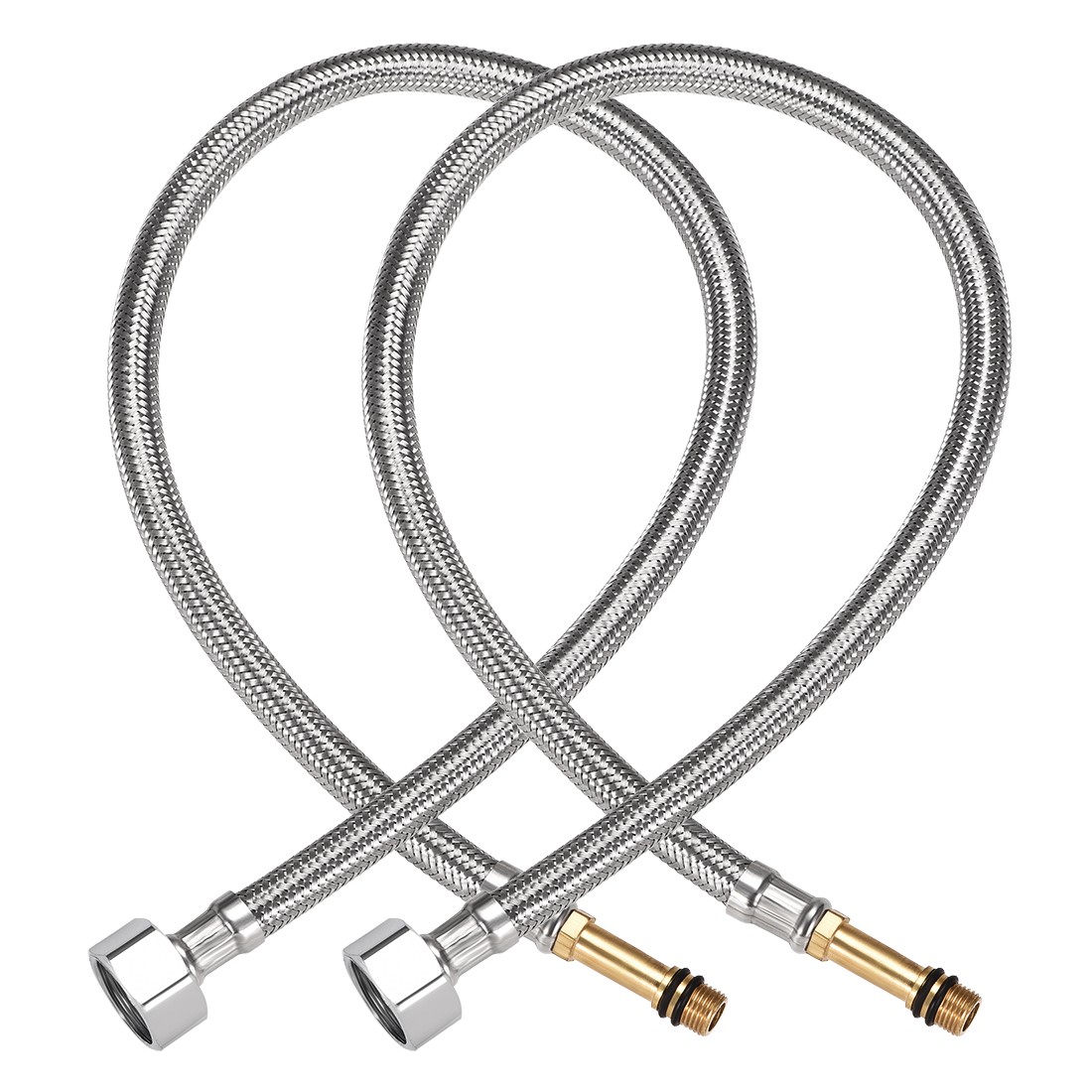 Faucet Supply Line Connector G1/2 Female x 1/8NPT Male 59" Long SUS304 Hose 2Pcs gallery