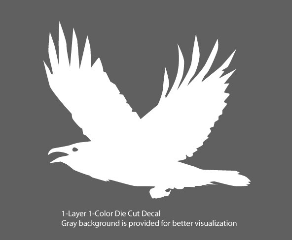 Wildlife - Birds - Flying Raven/Crow Decal - 6Yrs Outdoor Vinyl Die-Cut Sticker gallery