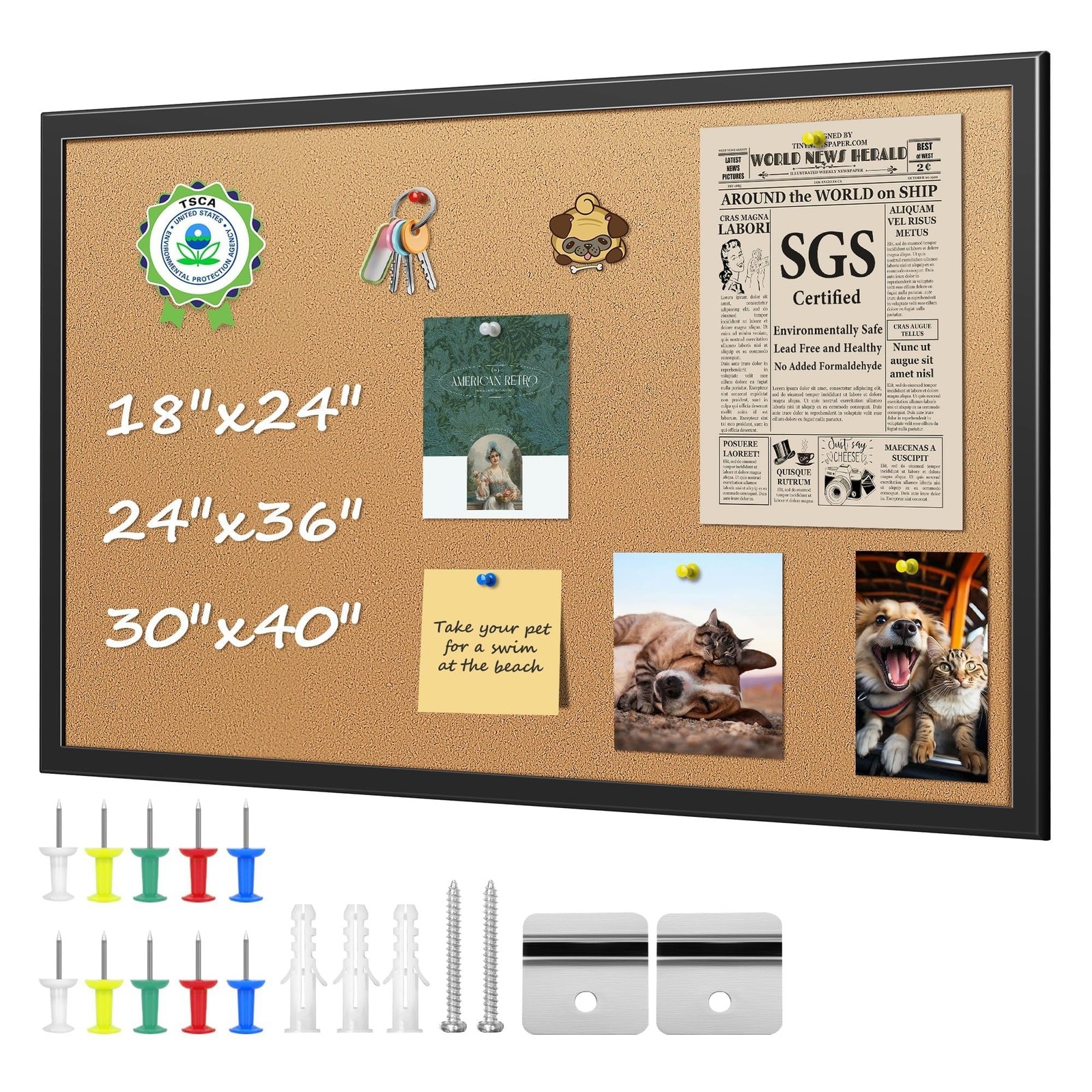 ORIENTOOLS Cork Boards for Walls, 24" x 36" Cork Board for Office, Bulletin B... gallery