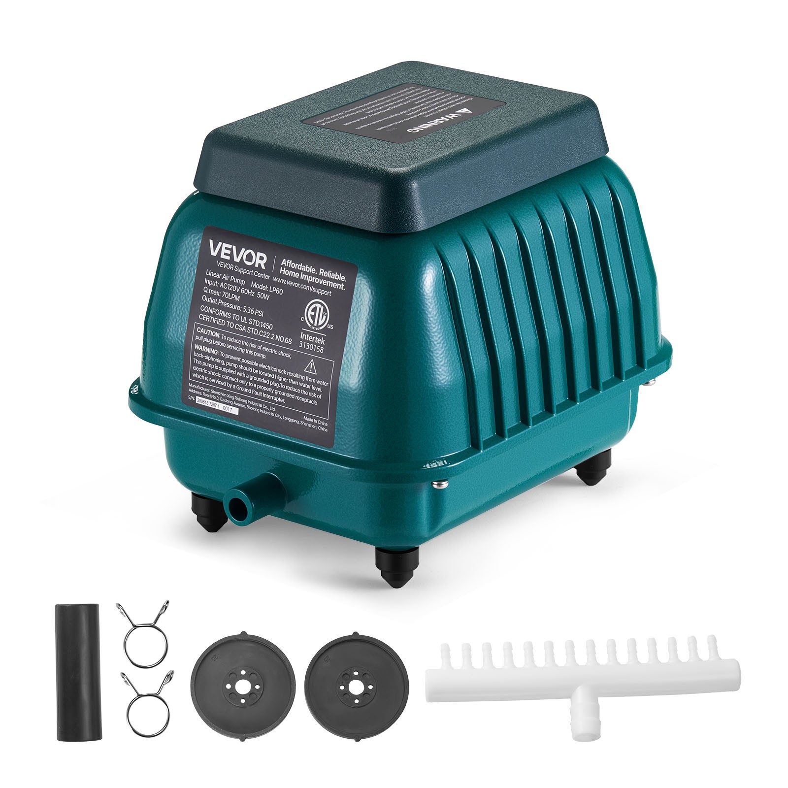 VEVOR Linear Air Pump Septic Aerator Pump 1110 GPH Aeration for 10 ft Deep Pond gallery