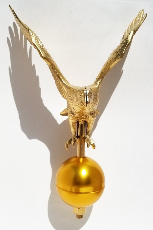 Golden Eagle and Globe Flagpole Topper - Universal Fit - Made in USA gallery