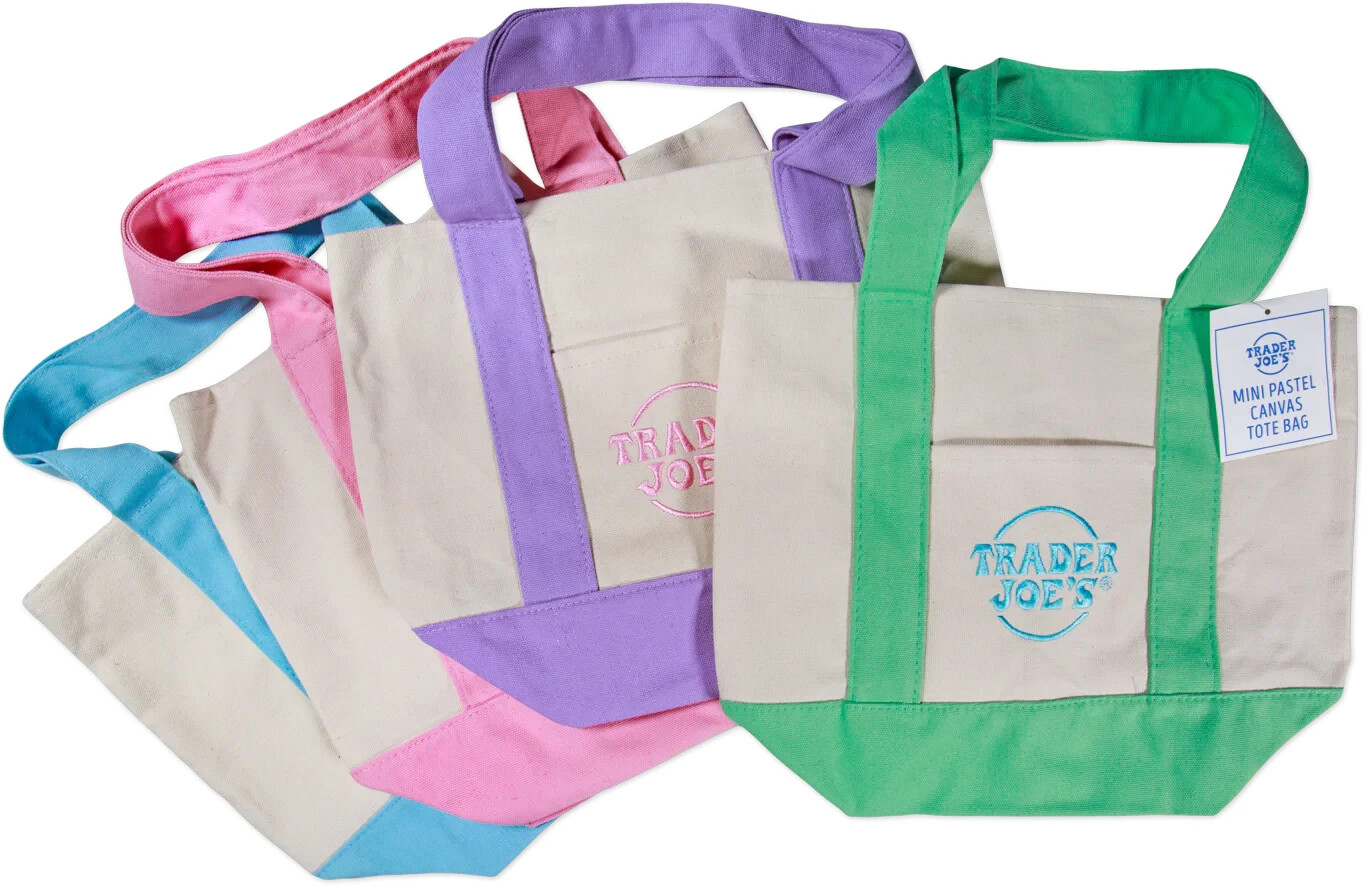Trader Joe’s Mini Pastel Canvas Tote Bag Set Of 4 Colors Limited (New With Tag) gallery