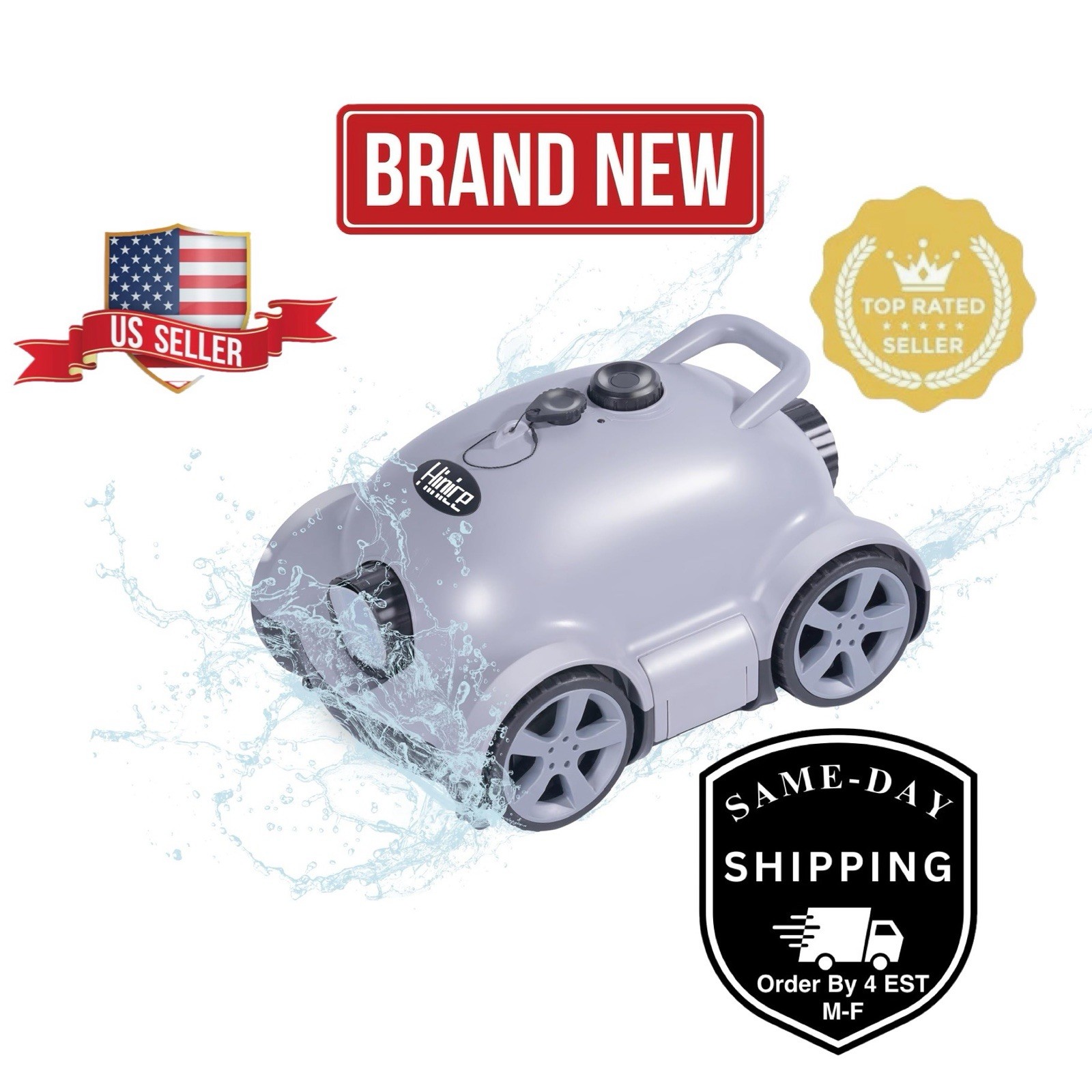 Pool Cleaner Robot for In-Ground/Above Ground Pools - Battery Powered - Gray gallery