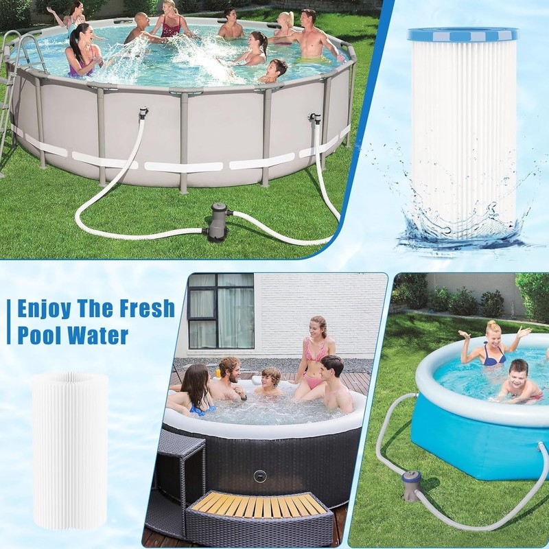 Reusable Pool Filter System with 12 Cartridges - Triple Filtration Power gallery
