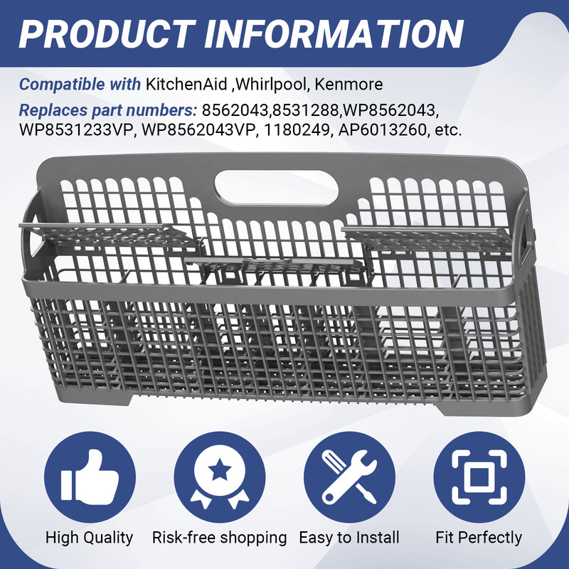 Dishwasher Silverware Basket WP8562043 Replacement for Whirlpool 8531233 gallery
