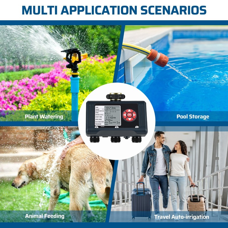 DEWENWILS Sprinkler Timer 3 Zone Garden Hose Timers for Watering 4 Programmable gallery