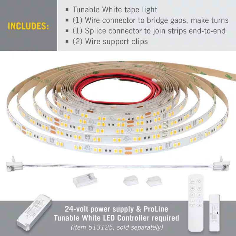 Ribbonflex Pro 24-Volt White CCT Tunable LED Strip Light Tape 32 Ft. (10 M) gallery