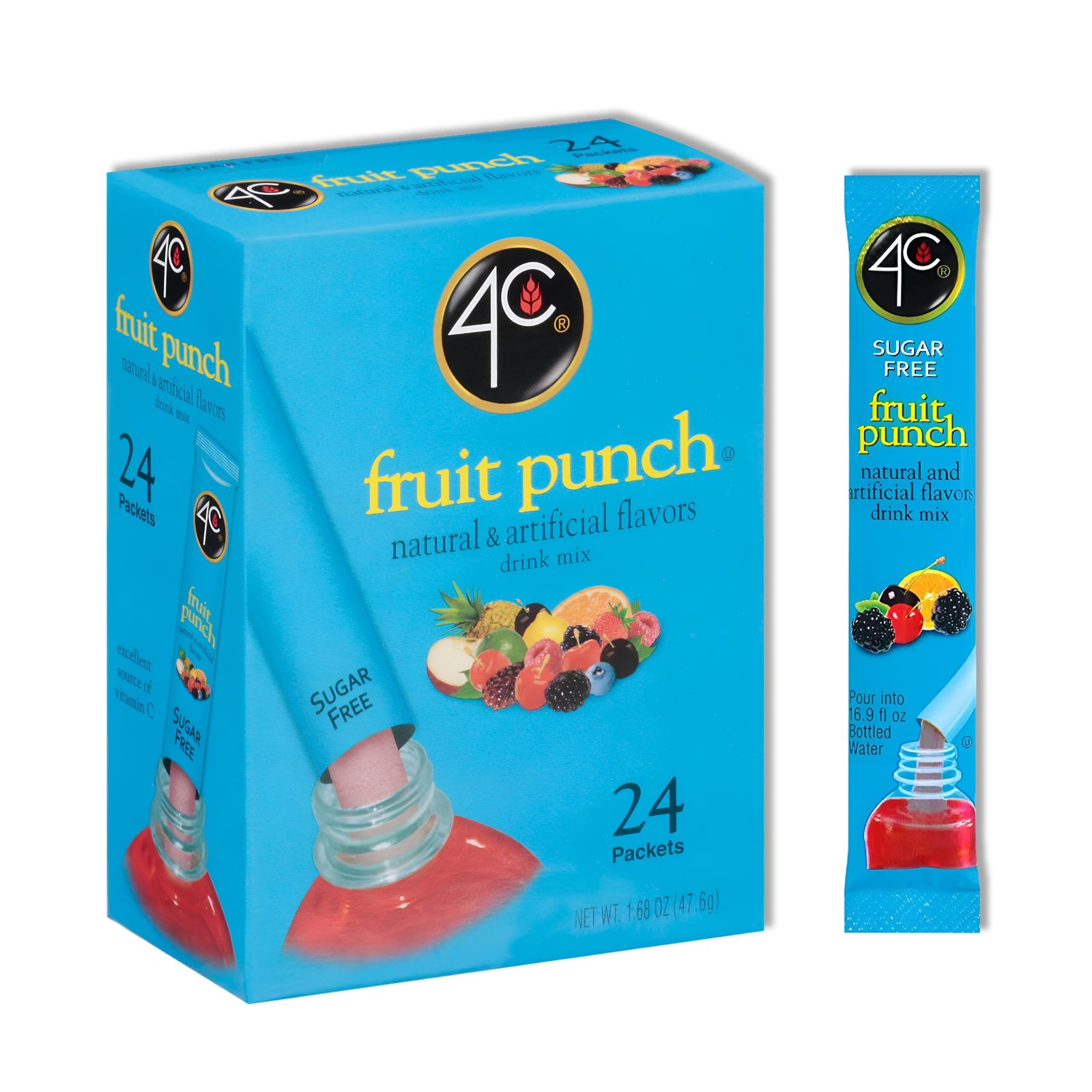 4C Powder Drink Mix Packets, Fruit Punch 1 Pack, 24 1.68 Ounce (Pack of 1) gallery