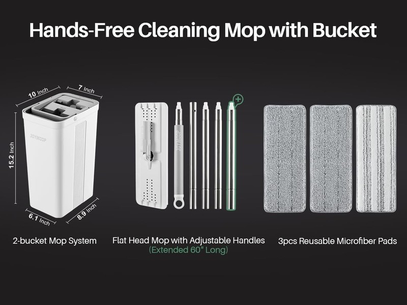Flat Mop System Microfiber Mop and Bucket Set White Household & Commercial Floor gallery